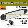 Rearview Mirror Dual Camera Car DVR, 720p, G-Sensor, H. 264